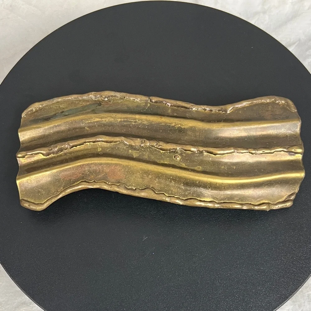 VINTAGE Rustic Solid Brass Abstract Belt Buckle.